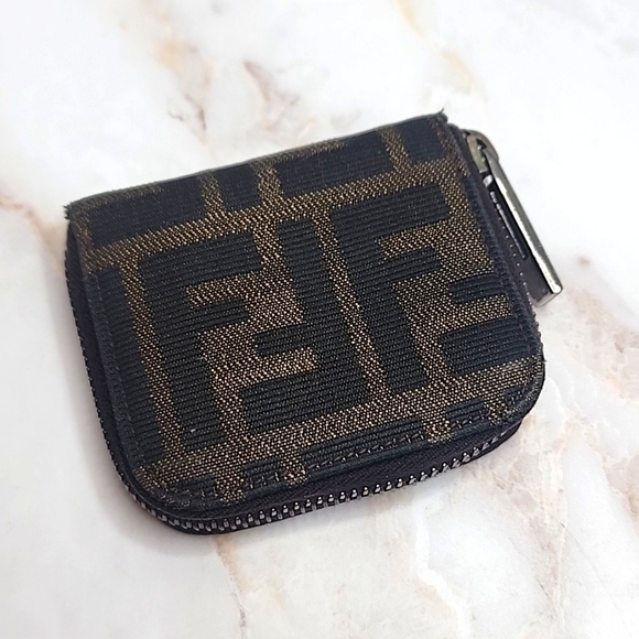 Fendi zucca micro zipper coin wallet pouch with lanyard - Picture 1 of 11